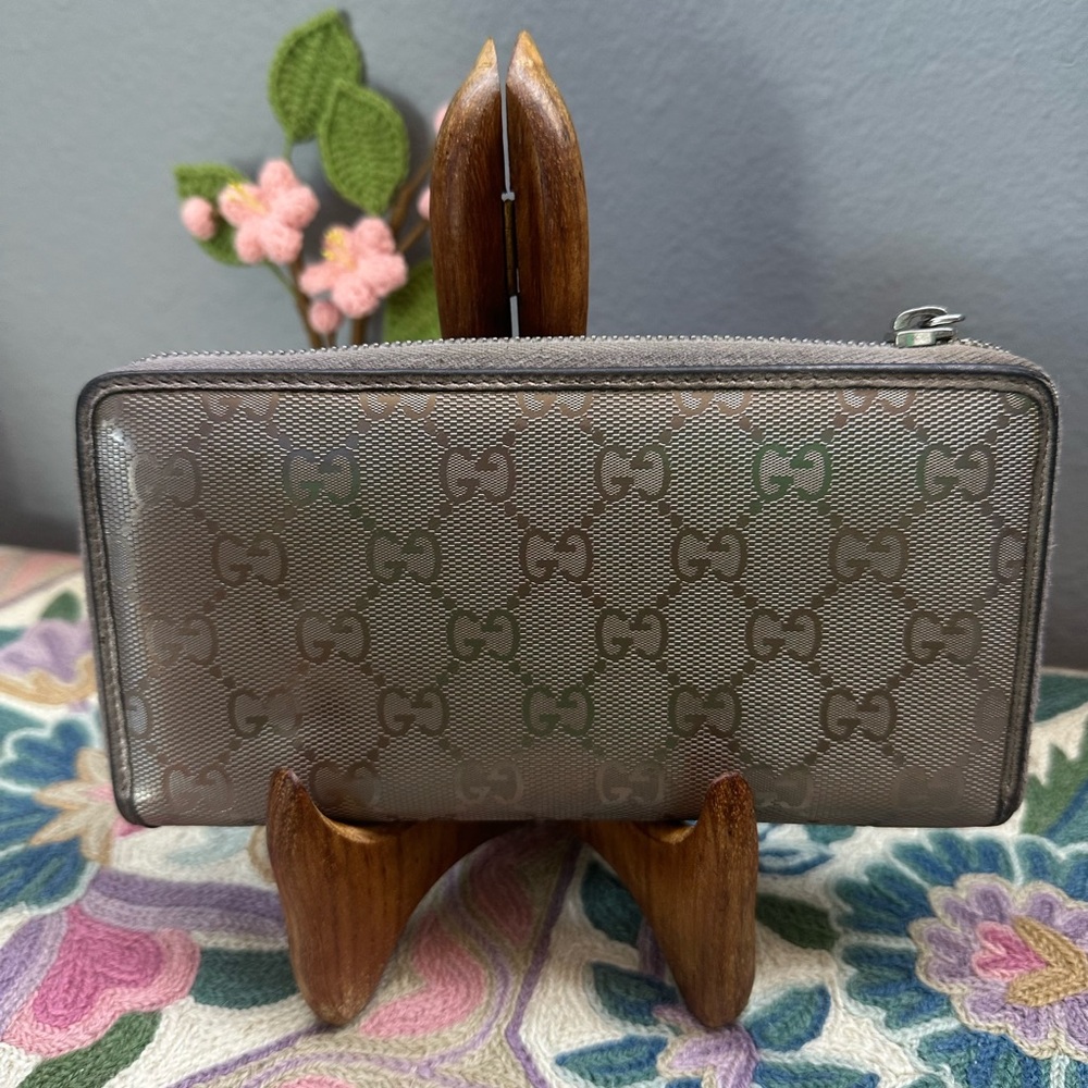 Gucci Gray Monogram Wallet-Authentic - image 2